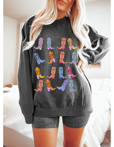 Cowgirl Boots Comfort Colors Western Graphic Sweatshirt